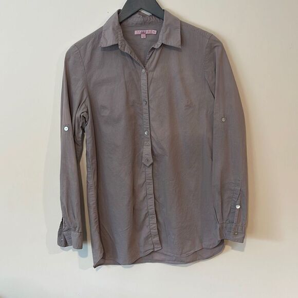 Calypso by St. Barth Button Down Shirt Women’s Roll Tab Long Sleeve Size XS Gray - Picture 1 of 7